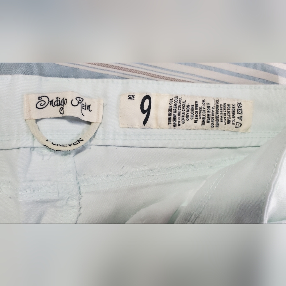 Indigo Rein Light Mint Green Low Rise Short Shorts with Lace Belt - Picture 8 of 11